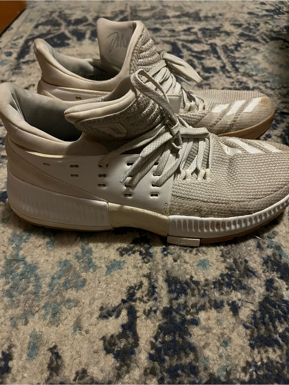 adidas Men’s Athletic Shoes in Light Gray and Cream Damien lillard 3s just dirty